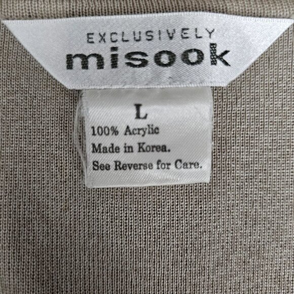 Misook Exclusively Vintage Knit Open Front Tan And Black Cardigan - Picture 2 of 6